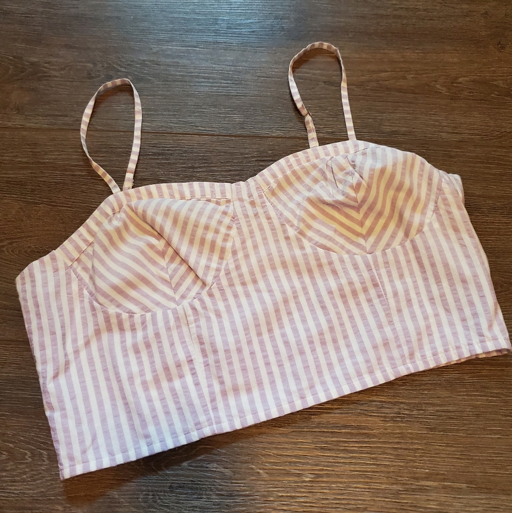 Anthropologie Purple and White Striped Top